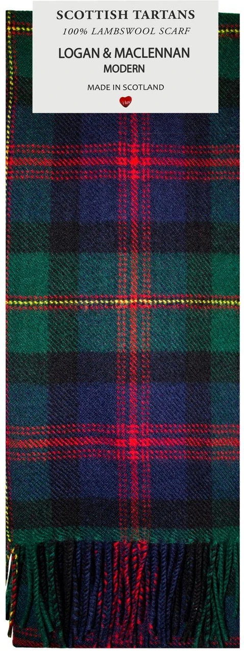 Mens Scarf & Tie Gift Set Wool Tie Logan & MacLennan Tartan Plaid Design 100% Lambswool Scarf