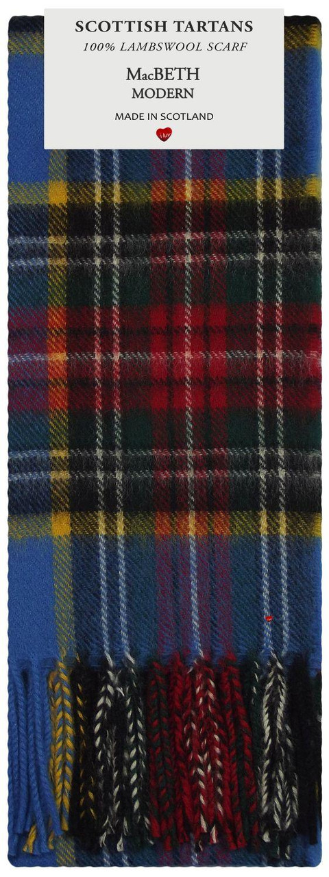 Mens Scarf & Tie Gift Set Wool Tie MacBeth Modern Tartan Plaid Design 100% Lambswool Scarf
