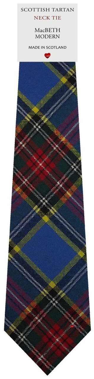Mens Scarf & Tie Gift Set Wool Tie MacBeth Modern Tartan Plaid Design 100% Lambswool Scarf
