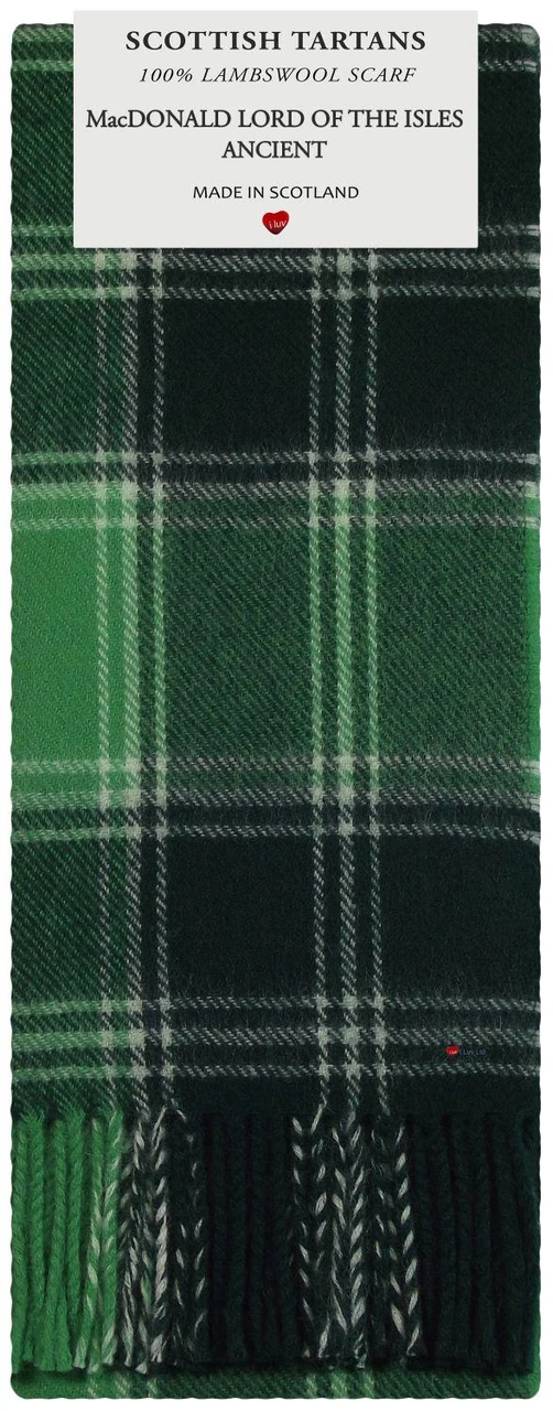 Mens Scarf & Tie Gift Set Wool Tie MacDonald Lord Of The Isles Ancient Tartan Plaid Design 100% Lambswool Scarf