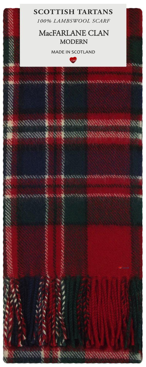 Mens Scarf & Tie Gift Set Wool Tie MacFarlane Clan Modern Tartan Plaid Design 100% Lambswool Scarf