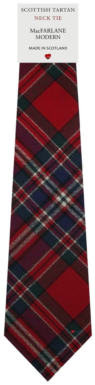 Mens Scarf & Tie Gift Set Wool Tie MacFarlane Clan Modern Tartan Plaid Design 100% Lambswool Scarf