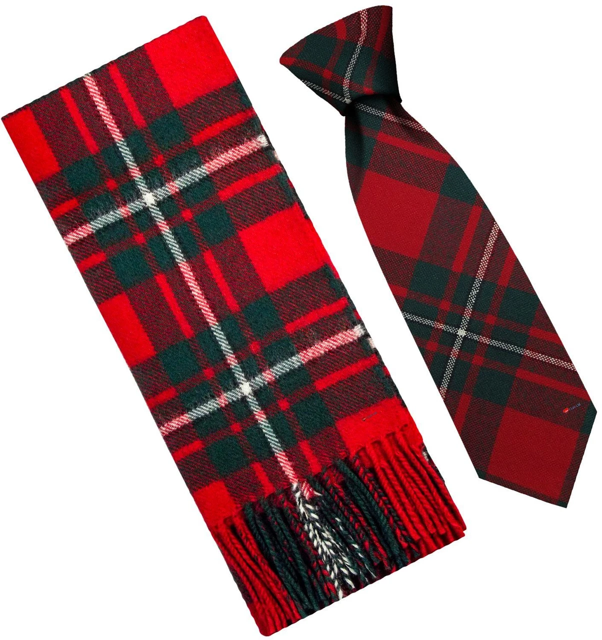 Mens Scarf & Tie Gift Set Wool Tie MacGregor Clan Modern Tartan Plaid Design 100% Lambswool Scarf