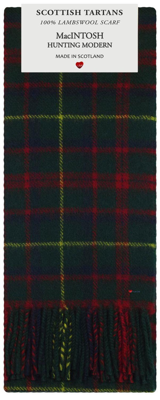 Mens Scarf & Tie Gift Set Wool Tie MacIntosh Hunting Modern Tartan Plaid Design 100% Lambswool Scarf
