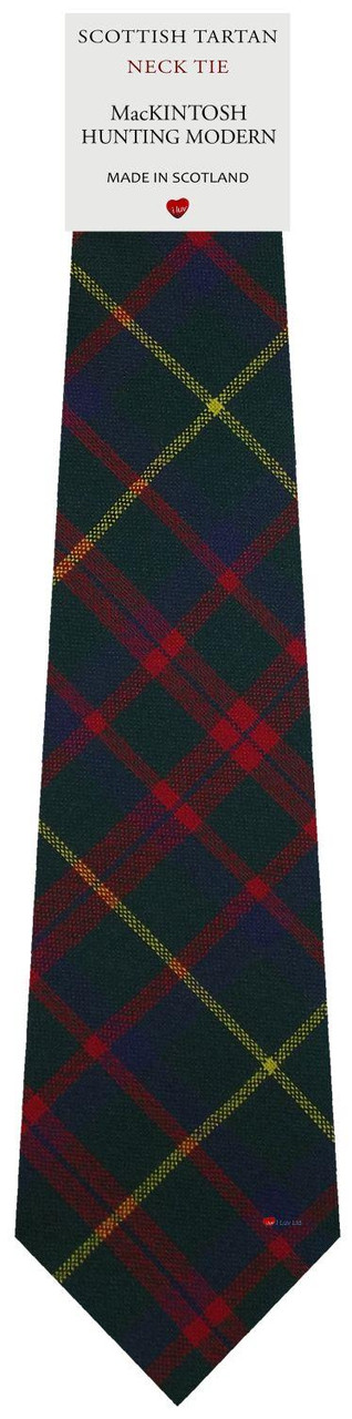 Mens Scarf & Tie Gift Set Wool Tie MacIntosh Hunting Modern Tartan Plaid Design 100% Lambswool Scarf