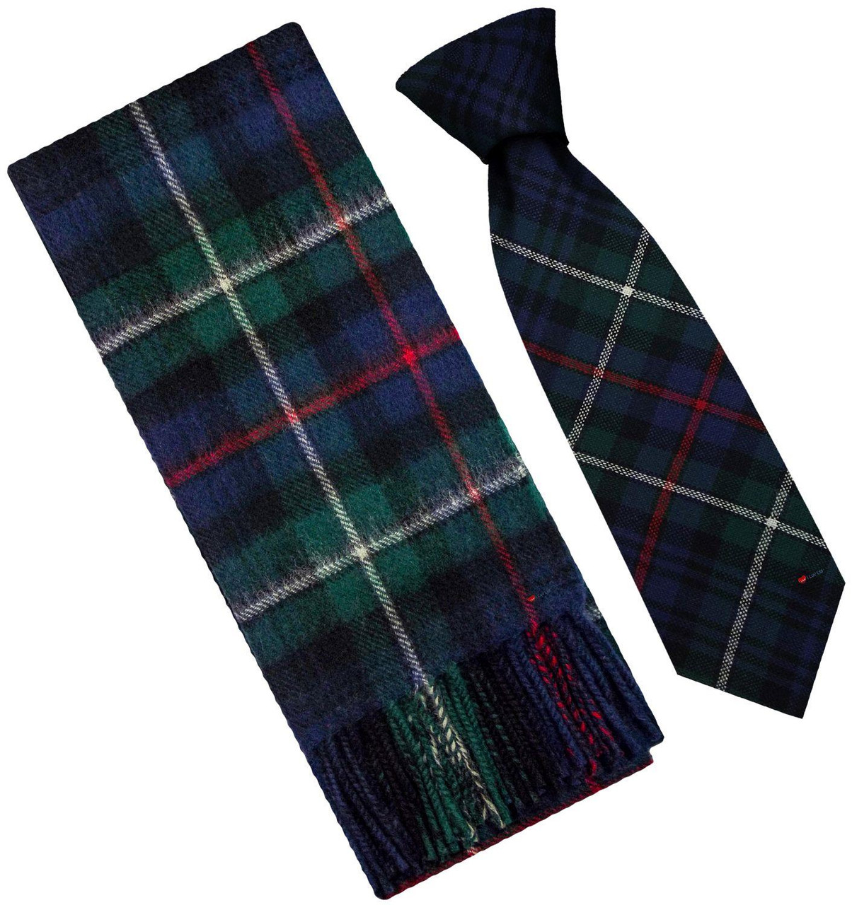Mens Scarf & Tie Gift Set Wool Tie MacKenzie Modern Tartan Plaid Design 100% Lambswool Scarf
