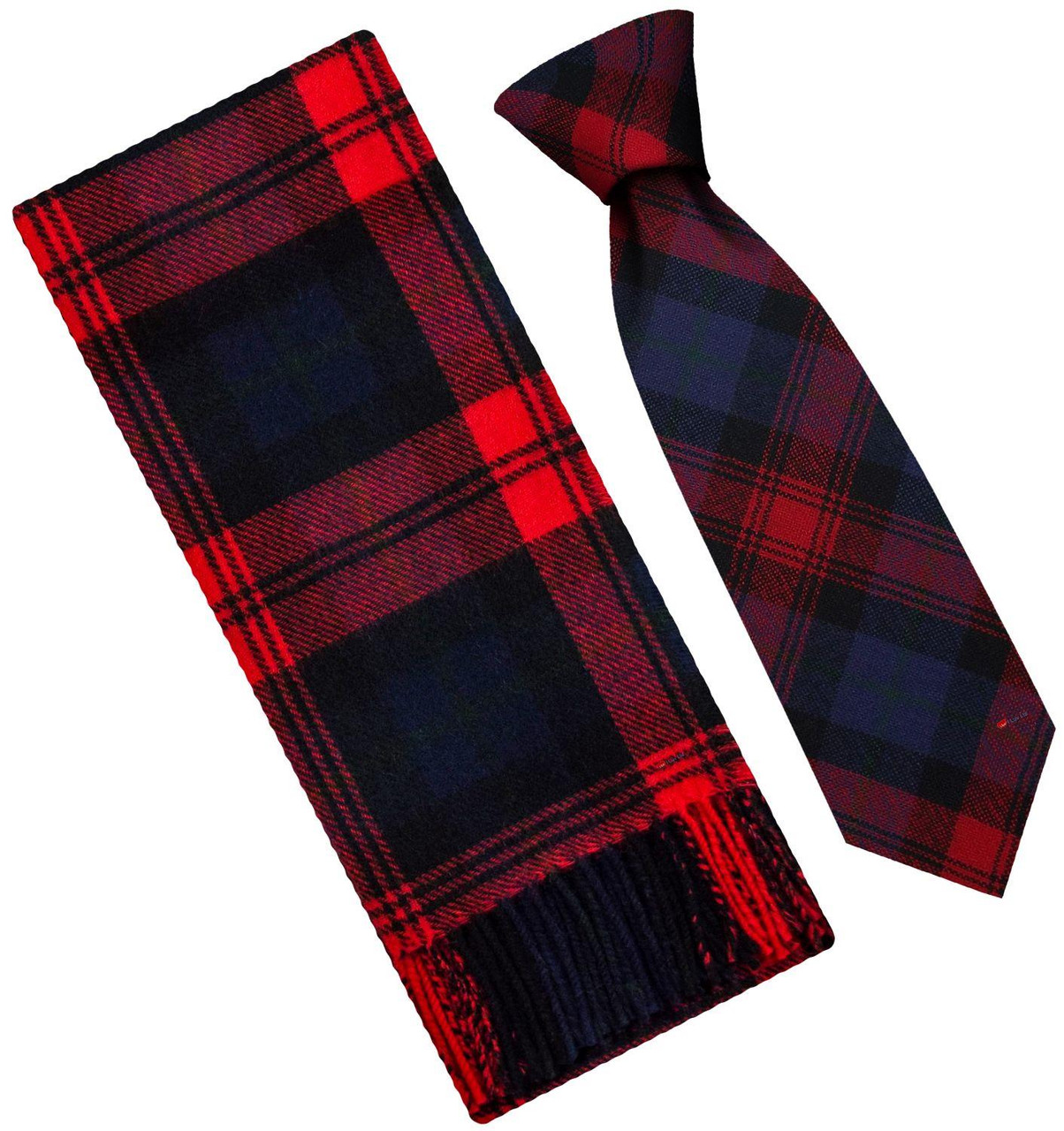 Mens Scarf & Tie Gift Set Wool Tie MacLachlan Modern Tartan Plaid Design 100% Lambswool Scarf