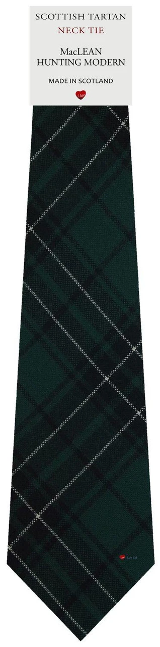 Mens Scarf & Tie Gift Set Wool Tie MacLean Hunting Modern Tartan Plaid Design 100% Lambswool Scarf