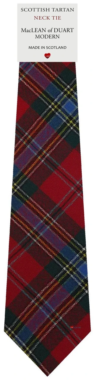Mens Scarf & Tie Gift Set Wool Tie MacLean Of Duart Modern Tartan Plaid Design 100% Lambswool Scarf