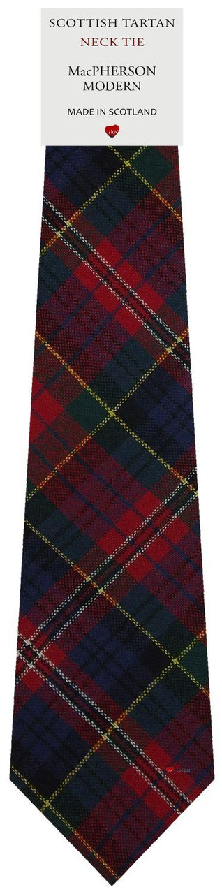 Mens Scarf & Tie Gift Set Wool Tie MacPherson Clan Modern Tartan Plaid Design 100% Lambswool Scarf