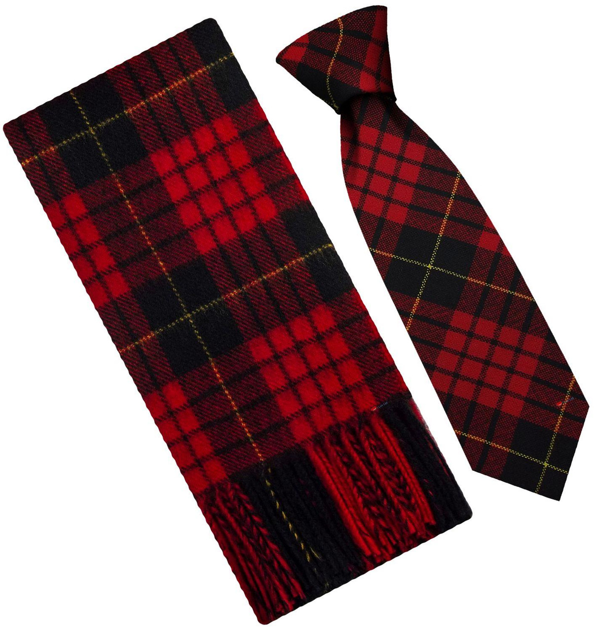 Mens Scarf & Tie Gift Set Wool Tie MacQueeen Modern Tartan Plaid Design 100% Lambswool Scarf
