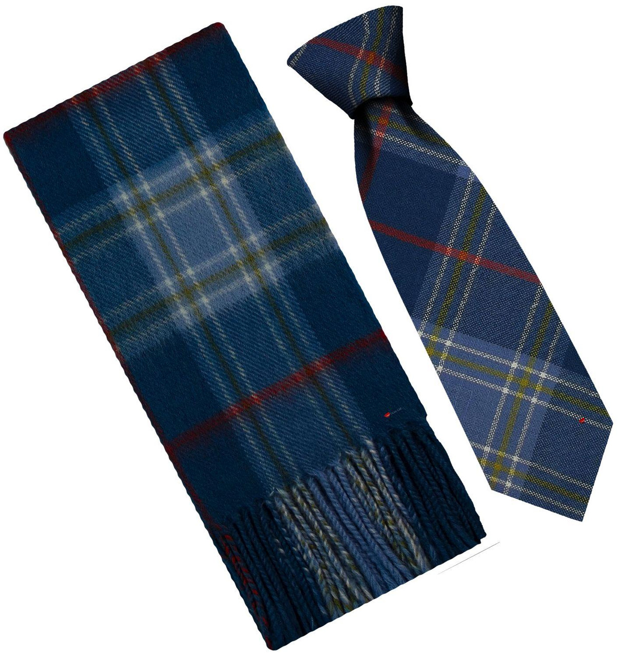 Mens Scarf & Tie Gift Set Wool Tie Musselburgh Tartan Plaid Design 100% Lambswool Scarf
