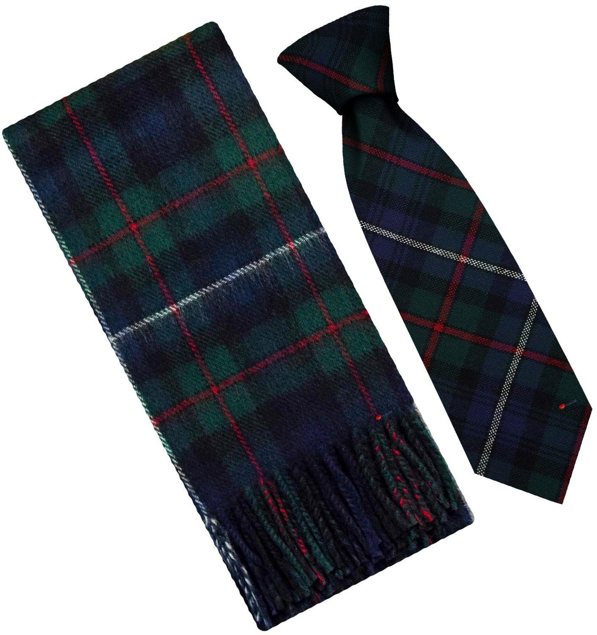 Mens Scarf & Tie Gift Set Wool Tie Robertson Hunting Modern Tartan Plaid Design 100% Lambswool Scarf