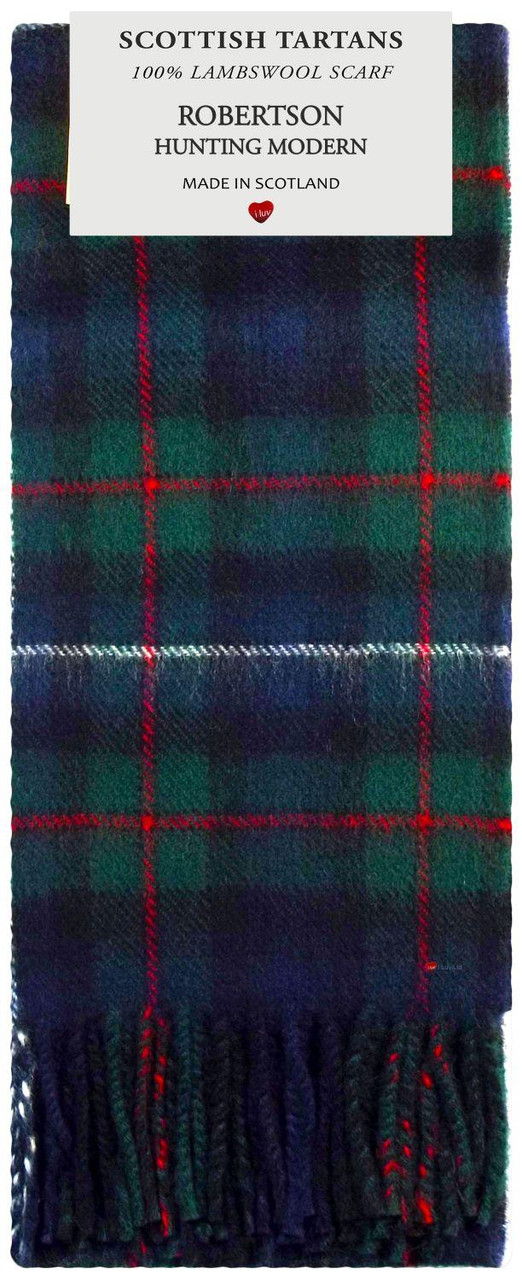 Mens Scarf & Tie Gift Set Wool Tie Robertson Hunting Modern Tartan Plaid Design 100% Lambswool Scarf
