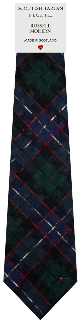 Mens Scarf & Tie Gift Set Wool Tie Russell Modern Tartan Plaid Design 100% Lambswool Scarf