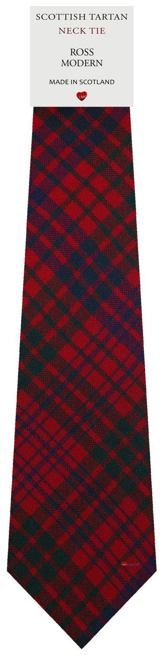 Mens Scarf & Tie Gift Set Wool Tie Ross Red Modern Tartan Plaid Design 100% Lambswool Scarf
