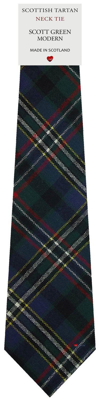 Mens Scarf & Tie Gift Set Wool Tie Scott Green Tartan Plaid Design 100% Lambswool Scarf