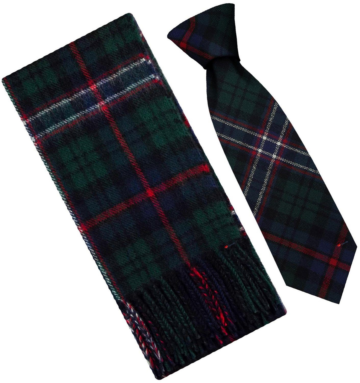 Mens Scarf & Tie Gift Set Wool Tie Scottish National Tartan Plaid Design 100% Lambswool Scarf