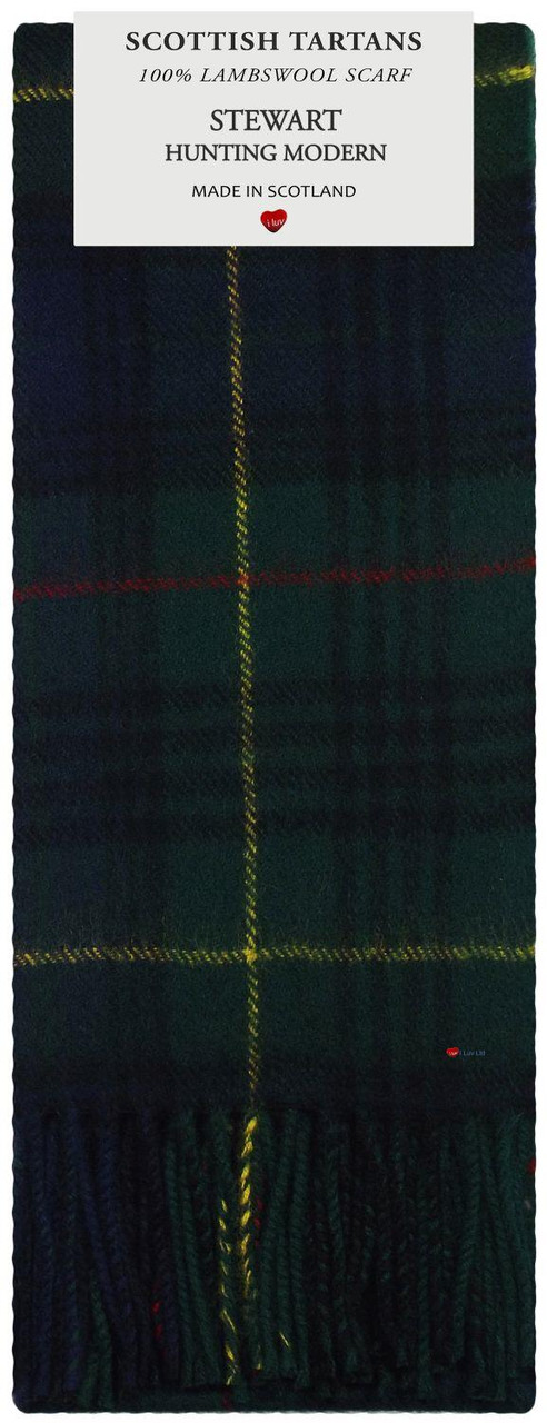 Mens Scarf & Tie Gift Set Wool Tie Stewart Hunting Modern Tartan Plaid Design 100% Lambswool Scarf