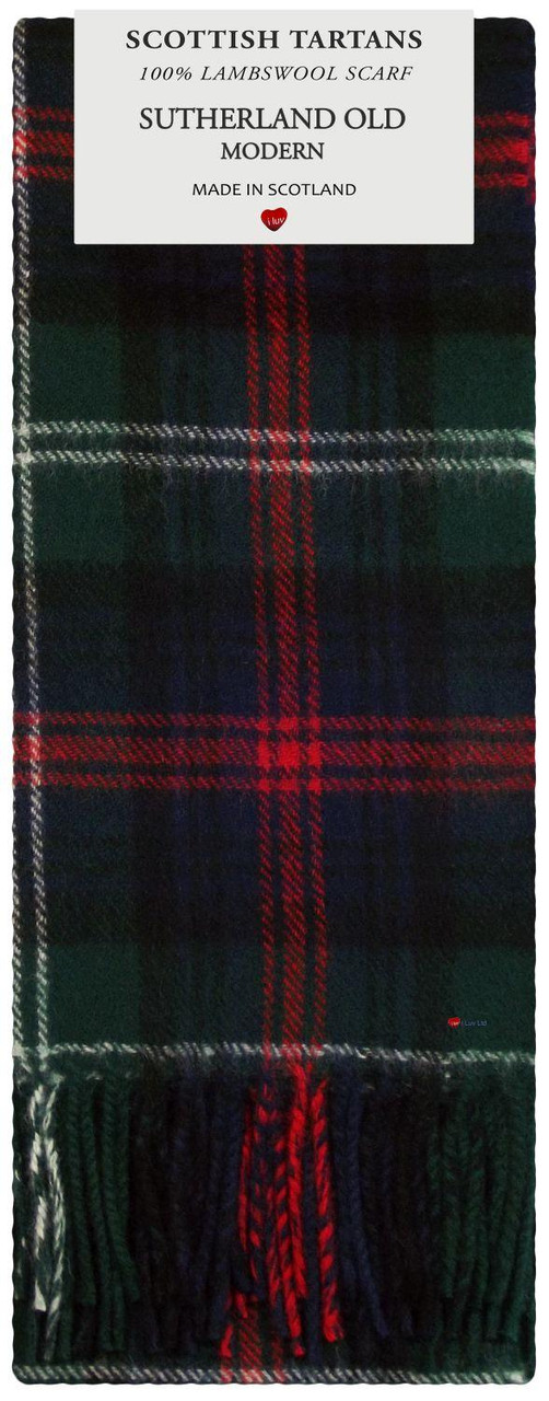 Mens Scarf & Tie Gift Set Wool Tie Sutherland Old Modern Tartan Plaid Design 100% Lambswool Scarf
