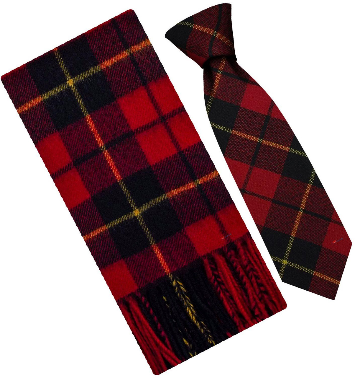 Mens Scarf & Tie Gift Set Wool Tie Wallace Modern Tartan Plaid Design 100% Lambswool Scarf