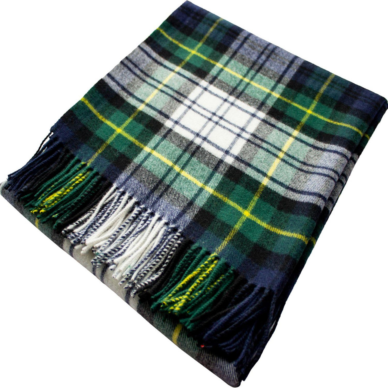 Gorden Dress Modern Scottish Tartan 100% Lambswool Throw Blanket Warm and Soft Plaid Travel Wool Rug