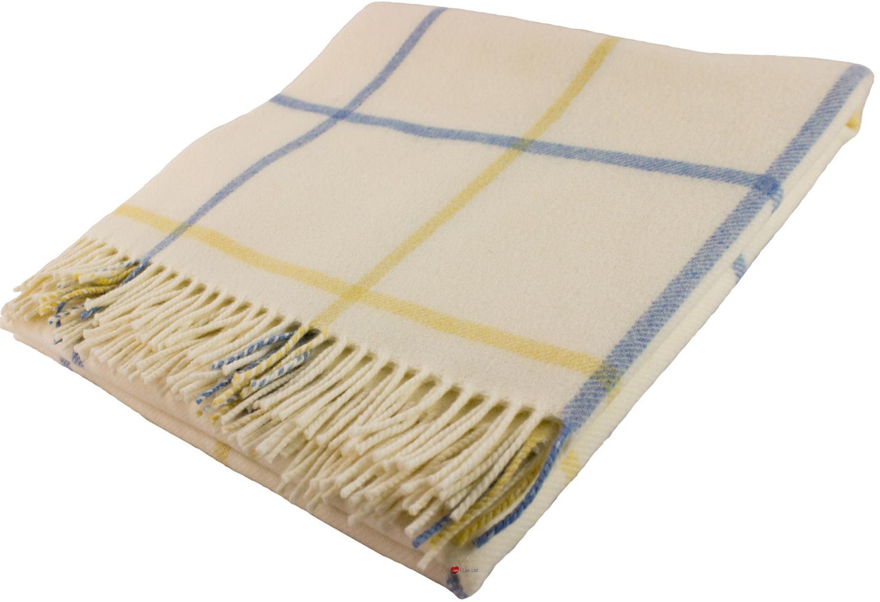 Large Soft Luxury Lambswool Merino Tattersall Throw - Pastel