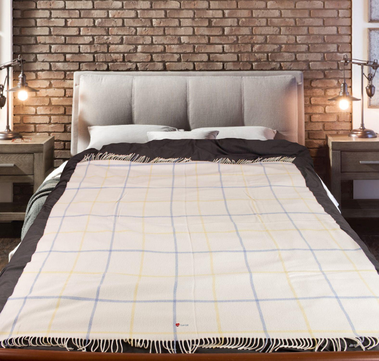 Large Soft Luxury Lambswool Merino Tattersall Throw - Pastel