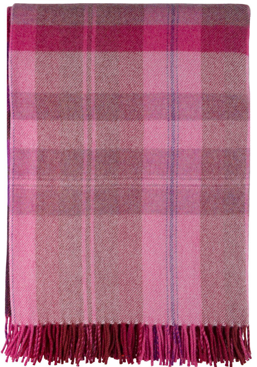 Large Soft Luxury Lambswool Merino Kinfauns Throw - Fuchsia