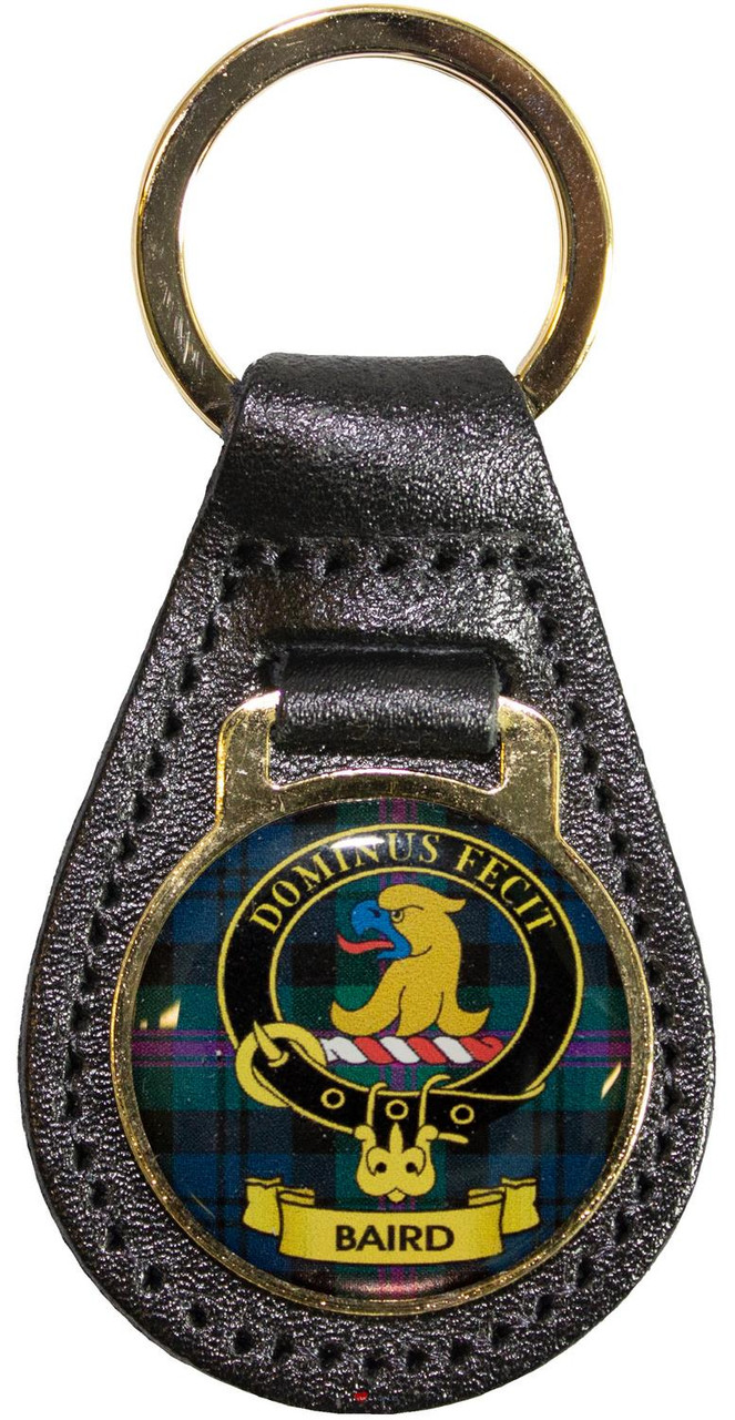 Leather Key Fob Scottish Clan Crest Baird Made in Scotland