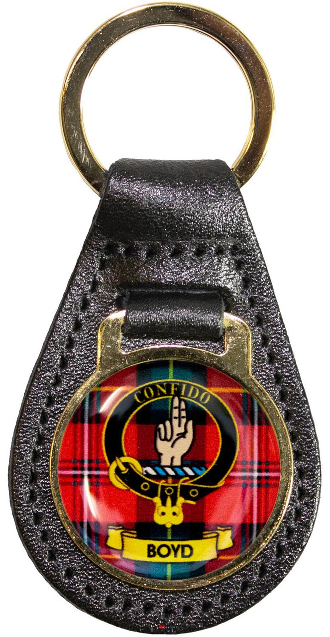Leather Key Fob Scottish Clan Crest Boyd Made in Scotland