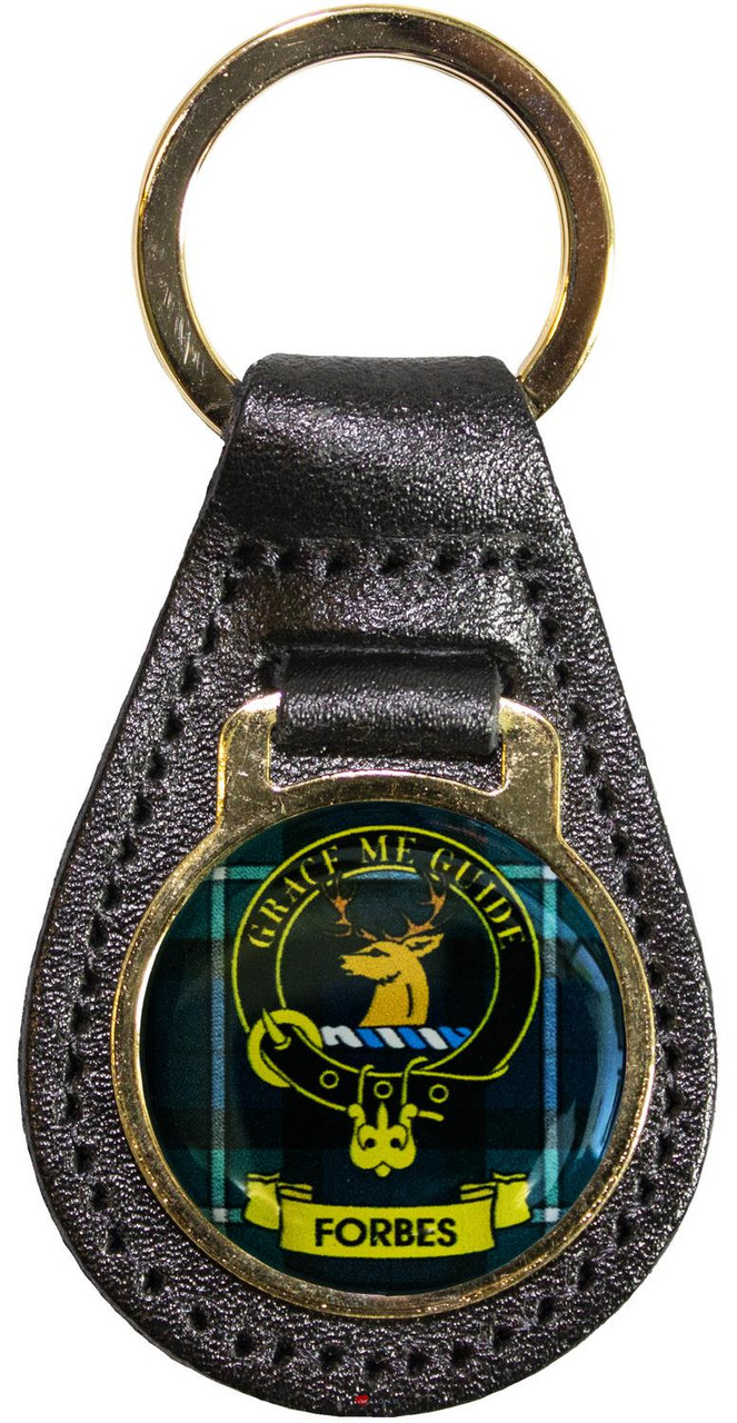 Leather Key Fob Scottish Clan Crest Forbes Made in Scotland