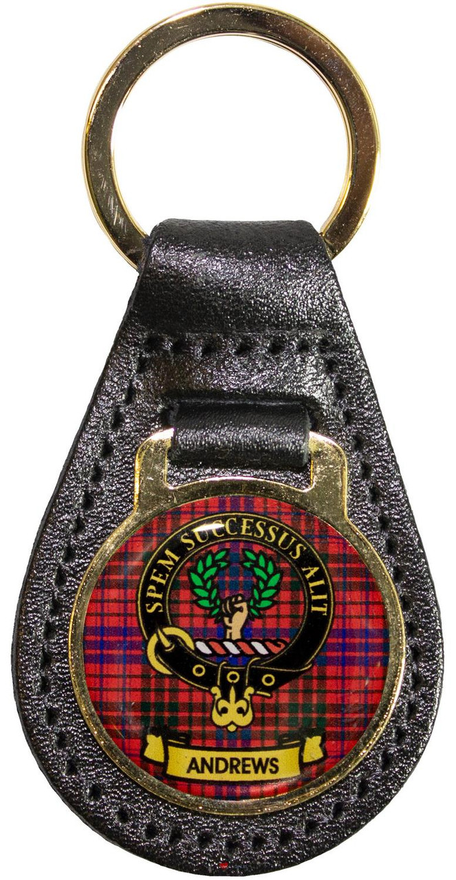 Leather Key Fob Scottish Clan Crest Andrews Made in Scotland