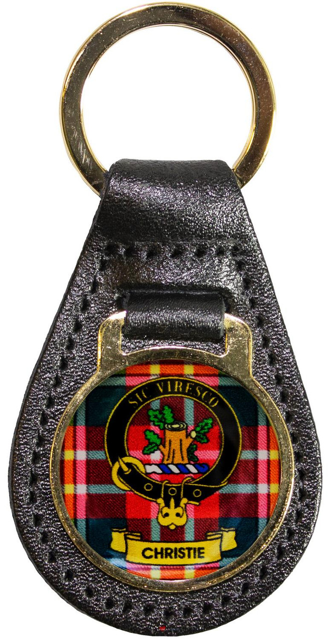 Leather Key Fob Scottish Clan Crest Christie Made in Scotland