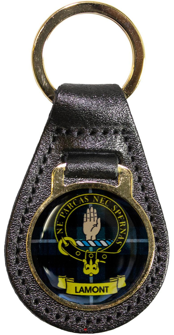 Leather Key Fob Scottish Clan Crest Lamont Made in Scotland