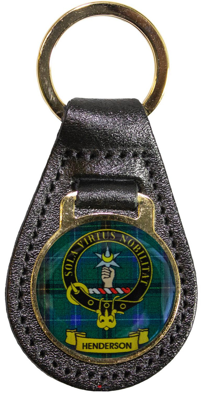 Leather Key Fob Scottish Clan Crest Henderson Made in Scotland