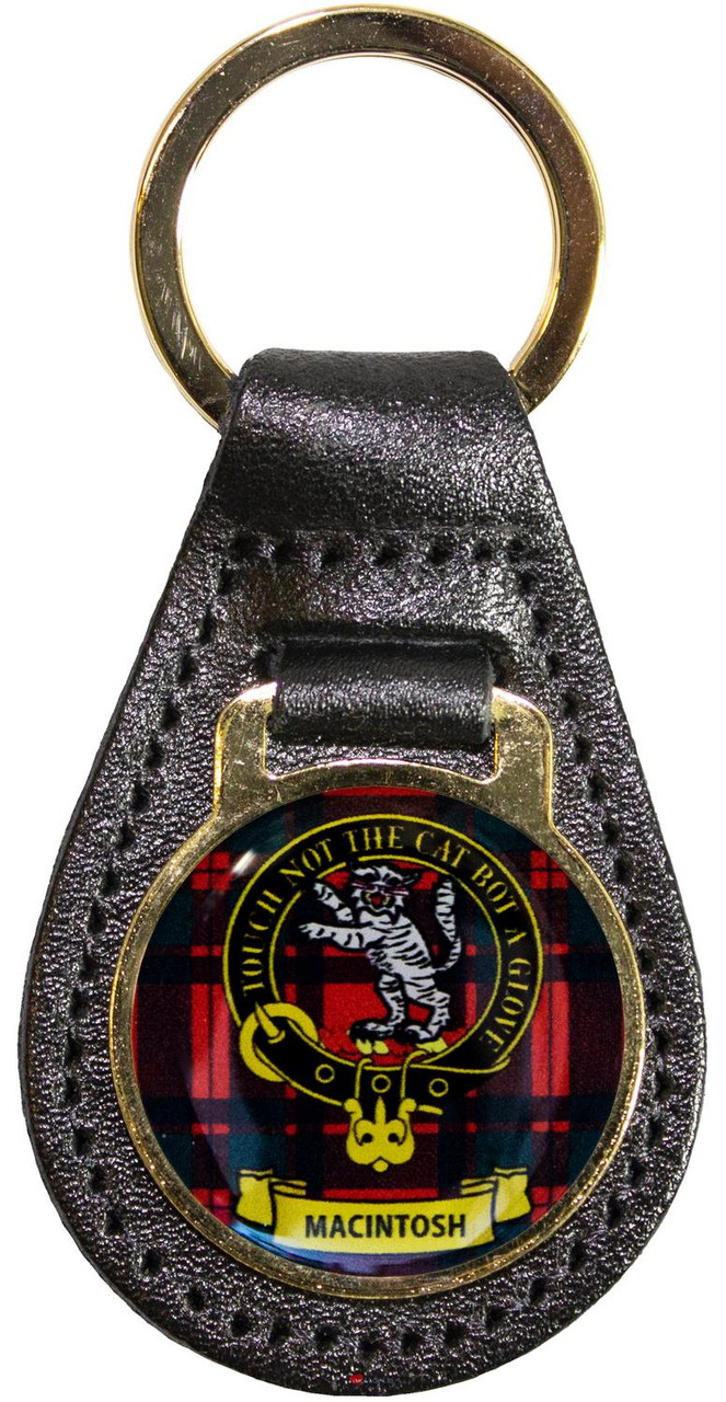 Leather Key Fob Scottish Clan Crest MacIntosh Made in Scotland