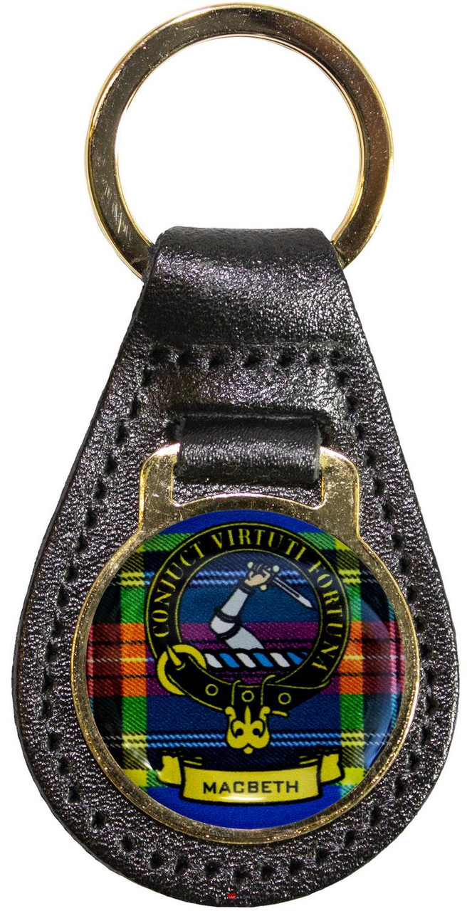 Leather Key Fob Scottish Clan Crest MacBeth Made in Scotland