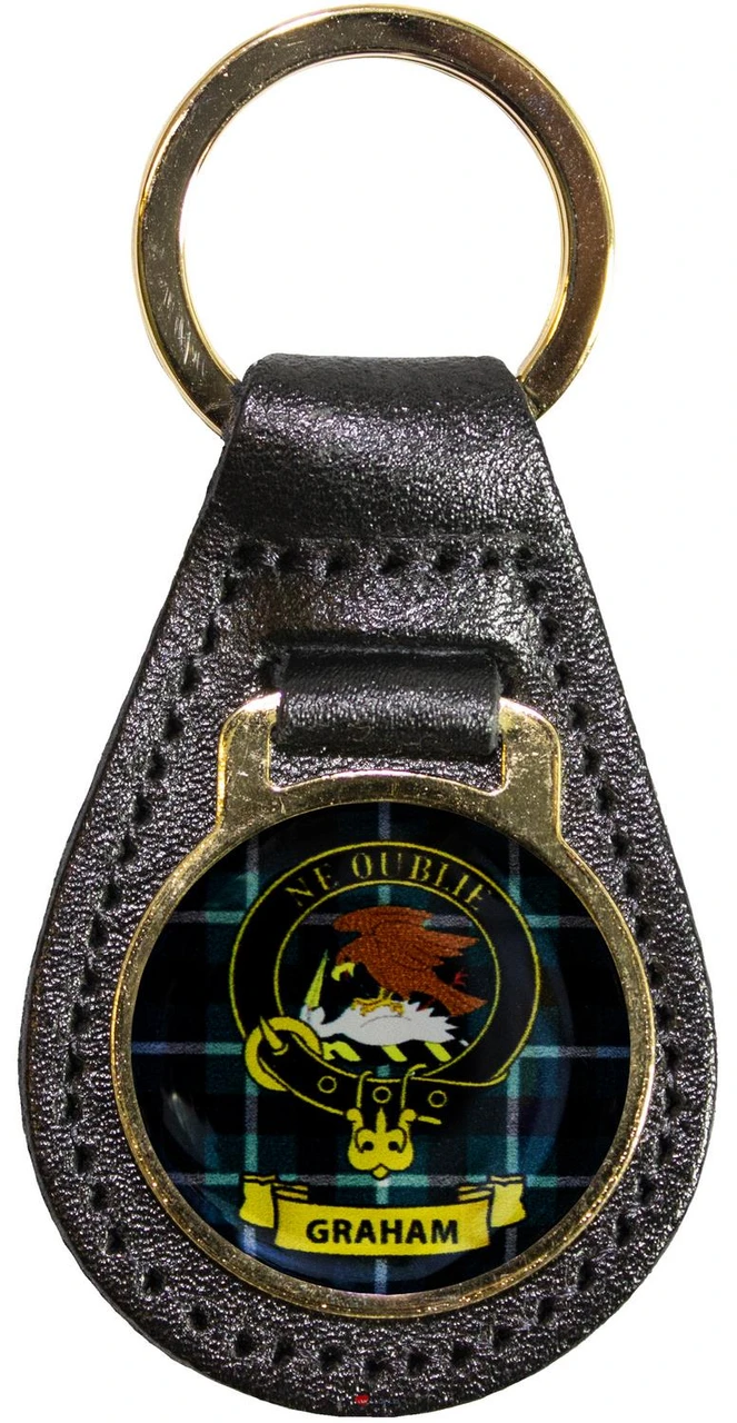 Leather Key Fob Scottish Clan Crest Graham Made in Scotland