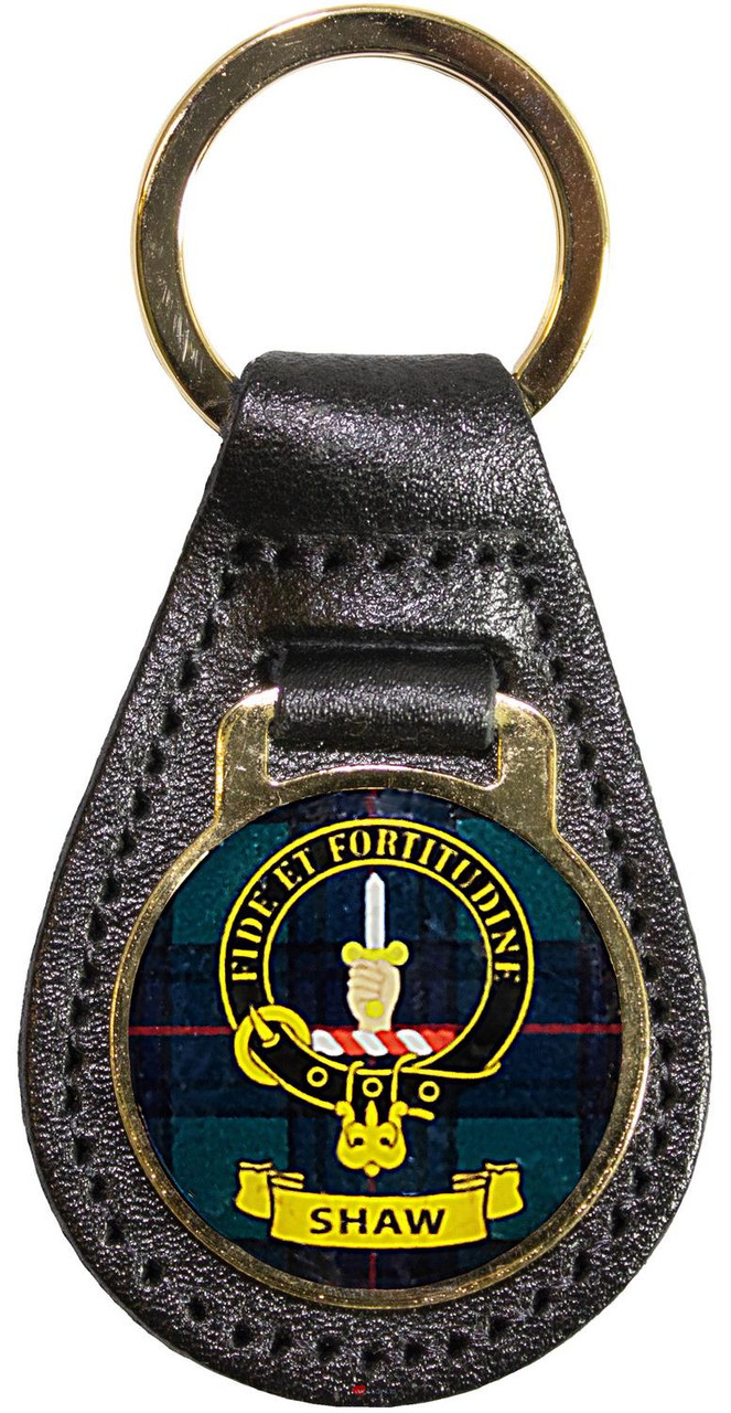Leather Key Fob Scottish Clan Crest Shaw Made in Scotland