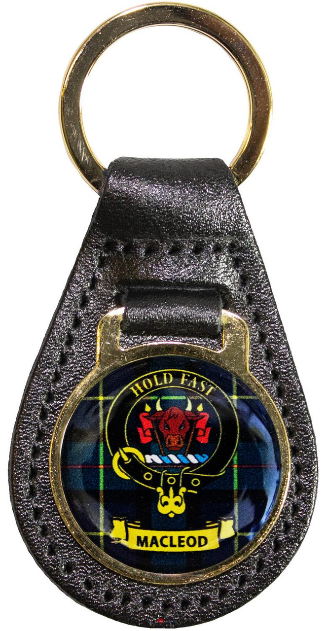 Leather Key Fob Scottish Clan Crest MacLeod Made in Scotland