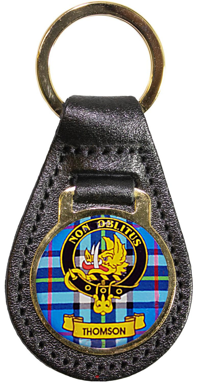 Leather Key Fob Scottish Clan Crest Thomson Made in Scotland