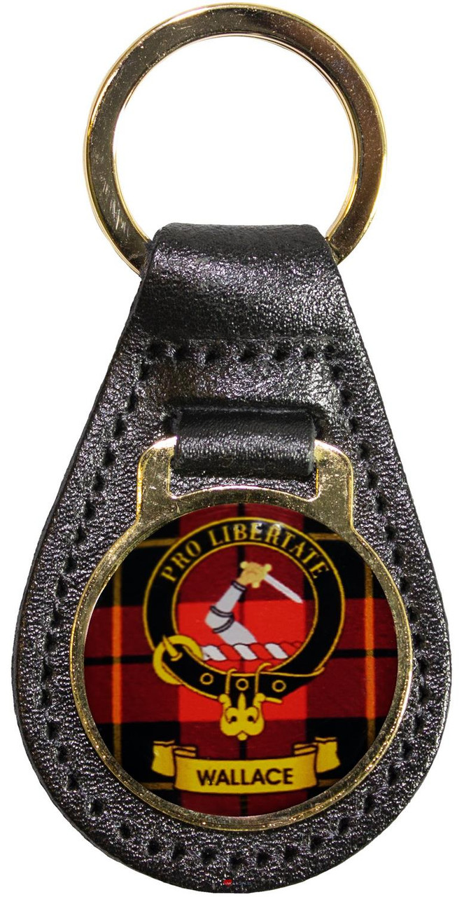 Leather Key Fob Scottish Clan Crest Wallace Made in Scotland