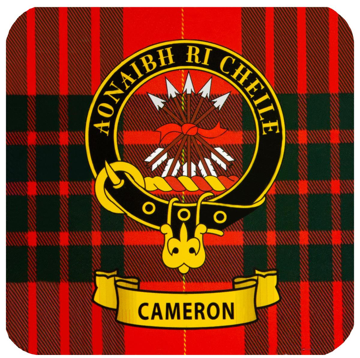 Cameron Clan Crest Square Coasters Set of 4 Cork Backed From Scotland