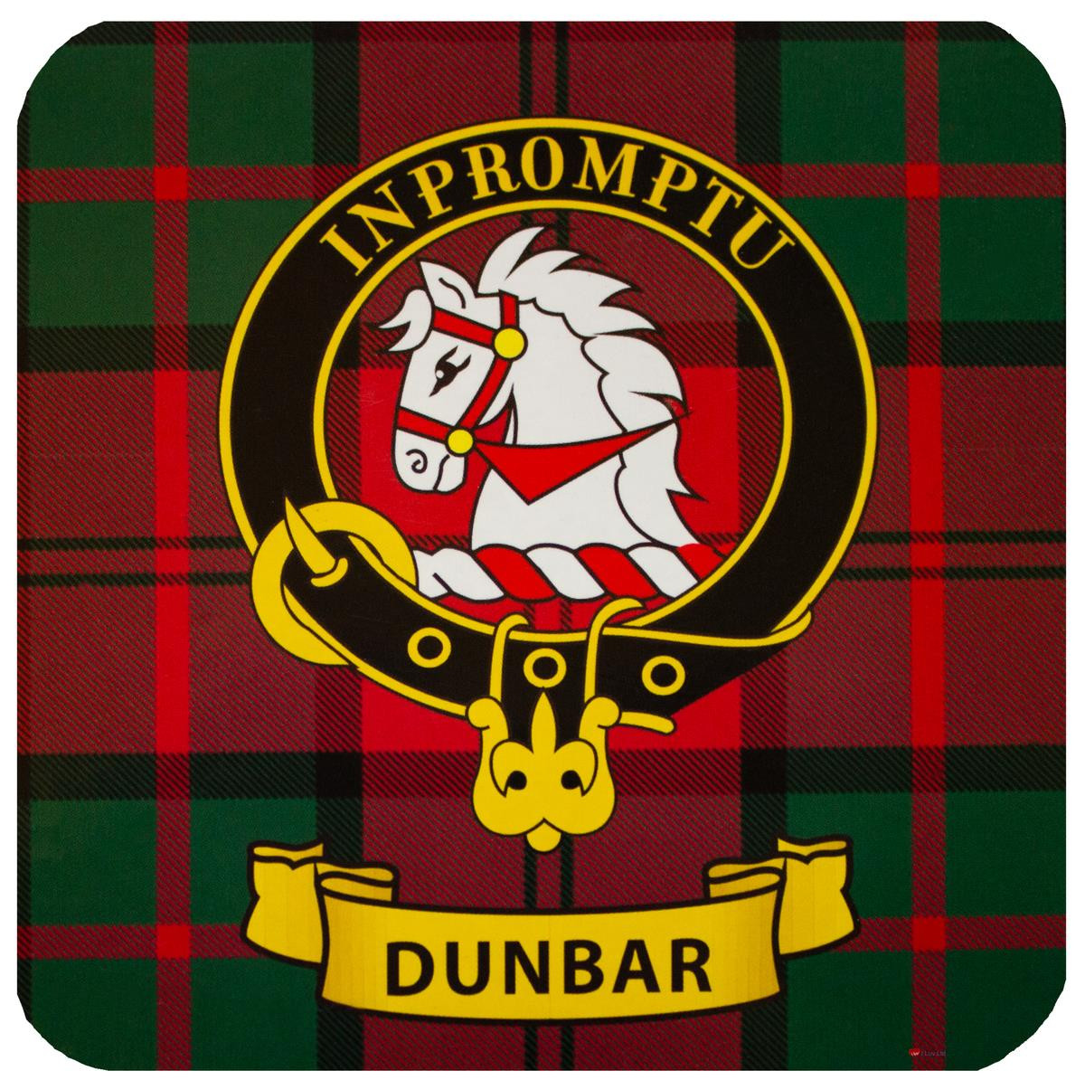 Dunbar Clan Crest Square Coasters Set of 4 Cork Backed From Scotland