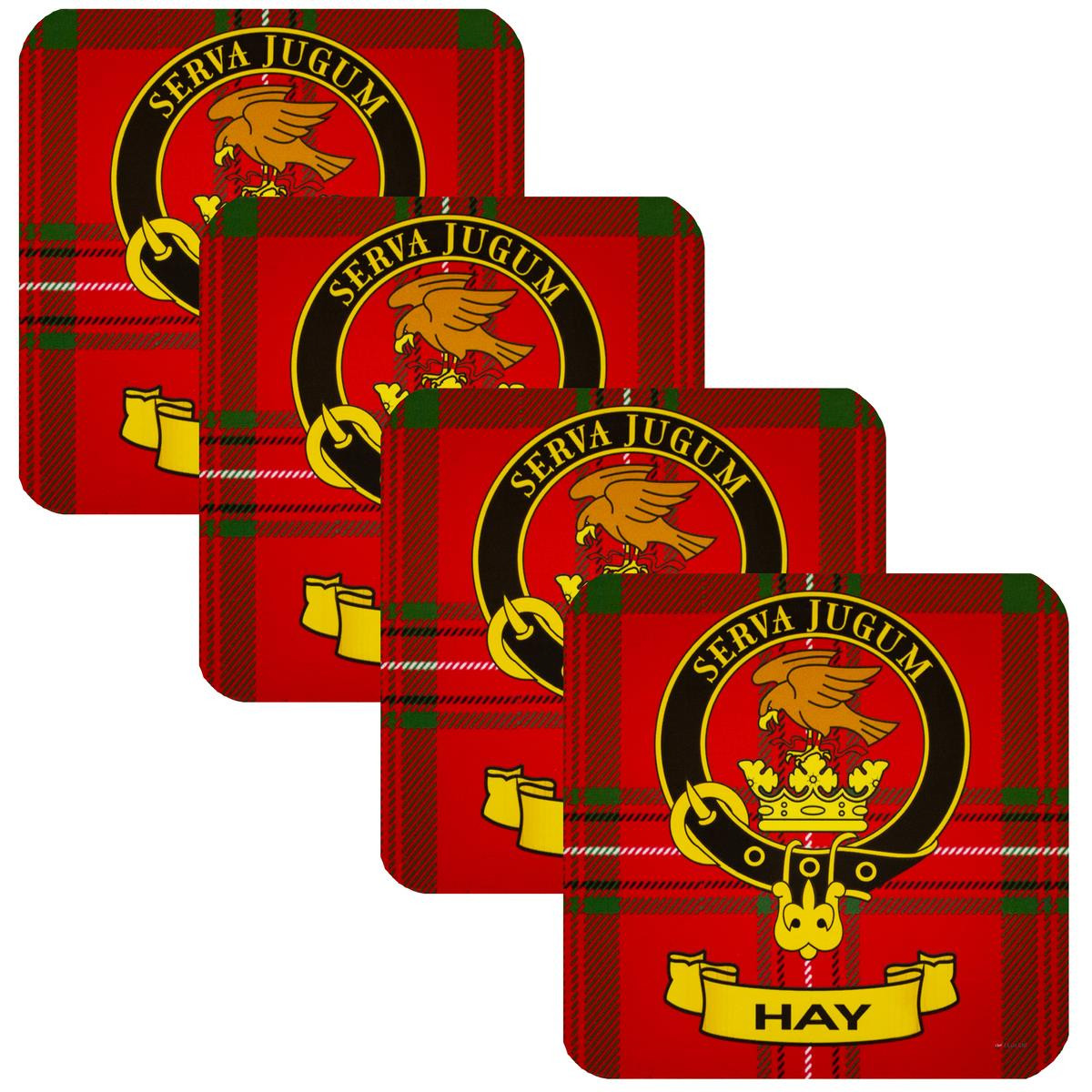 Hay Clan Crest Square Coasters Set of 4 Cork Backed From Scotland