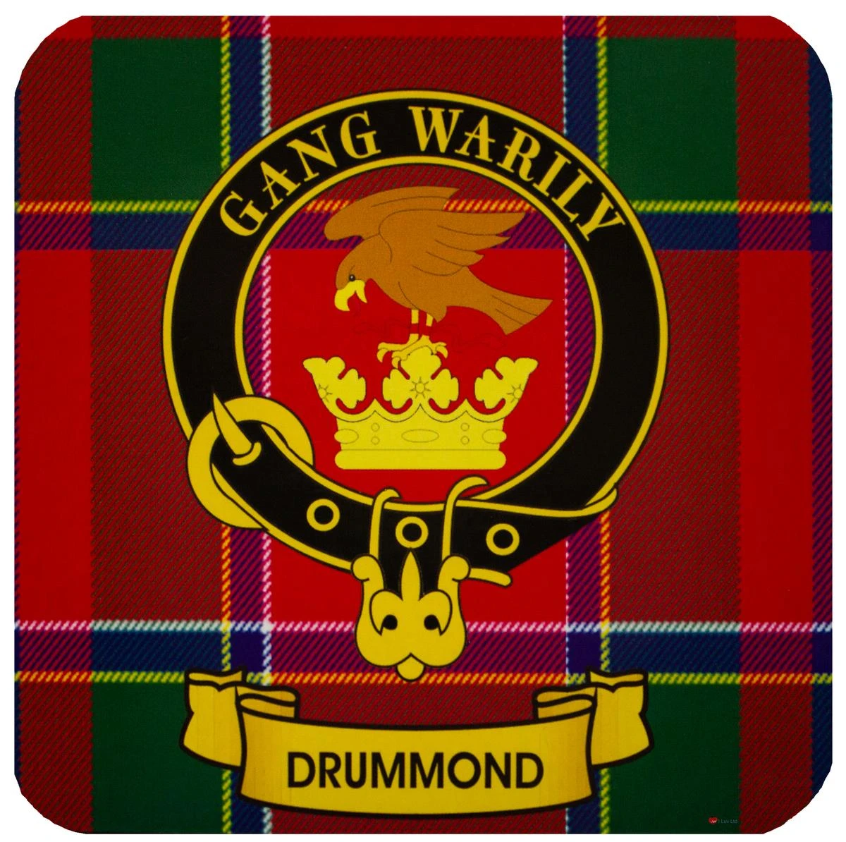 Drummond Clan Crest Square Coasters Set of 4 Cork Backed From Scotland