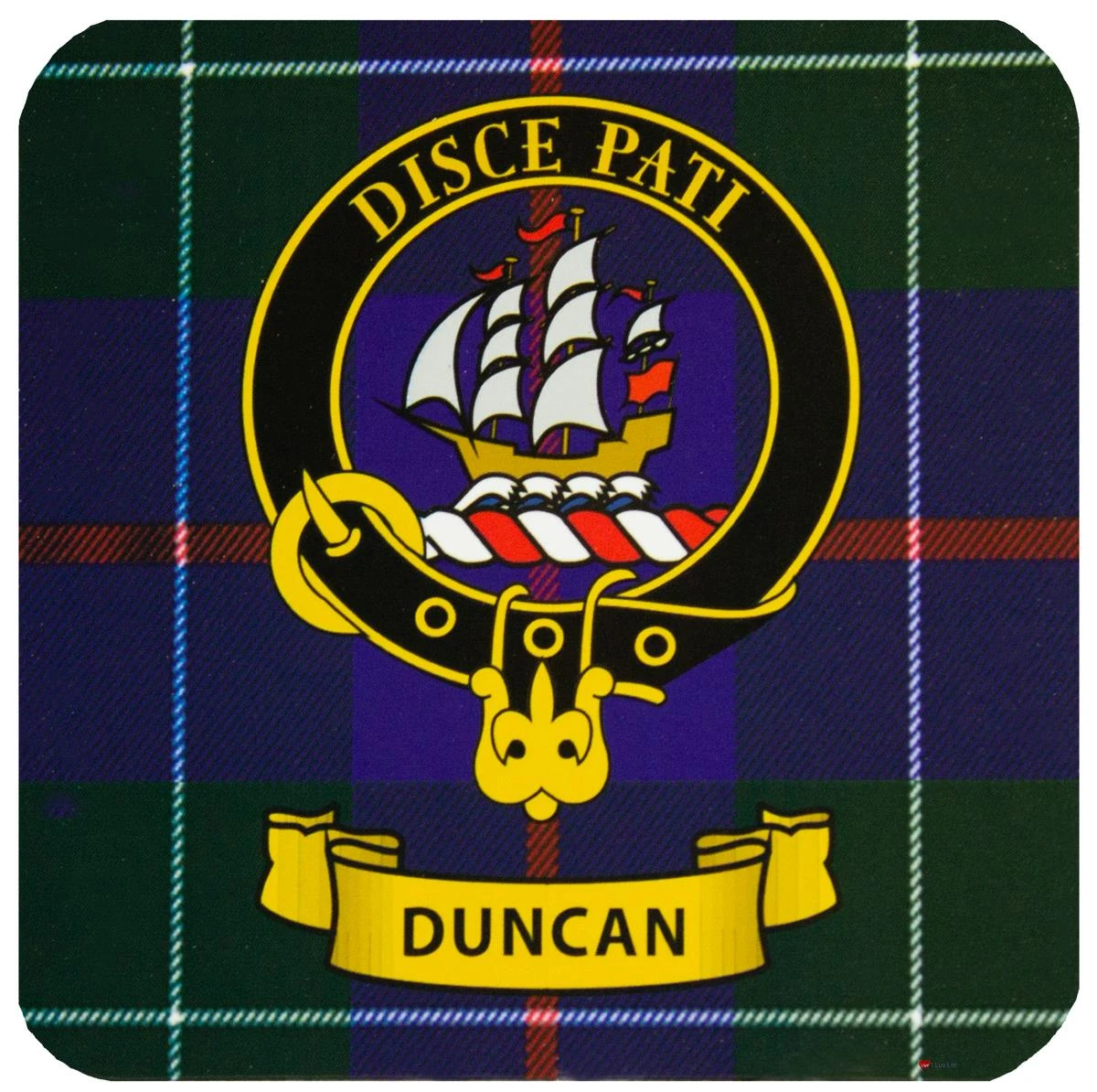 Duncan Clan Crest Square Coasters Set of 4 Cork Backed From Scotland