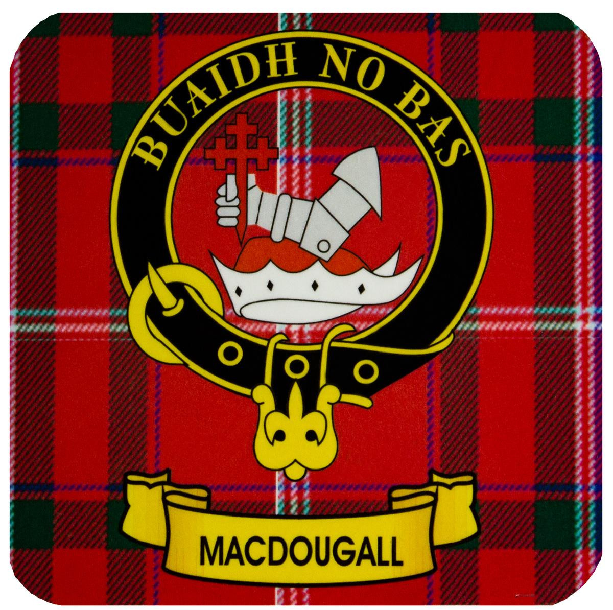 MacDougall Clan Crest Square Coasters Set of 4 Cork Backed From Scotland