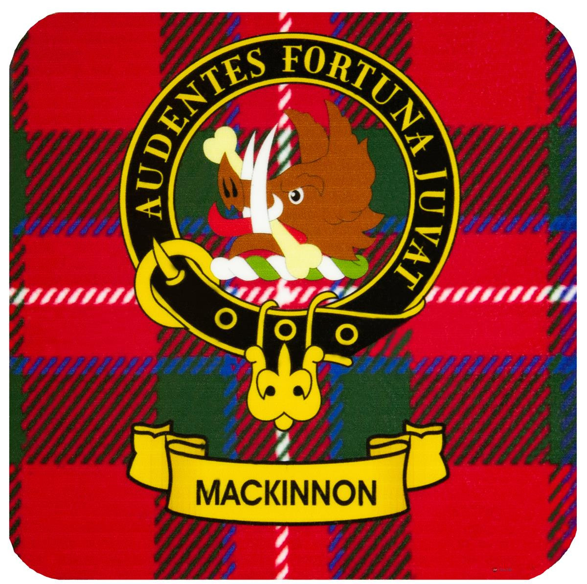 MacKinnon Clan Crest Square Coasters Set of 4 Cork Backed From Scotland
